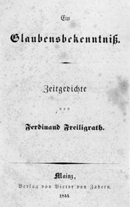 Titelblatt „Das Glaubensbekenntnis“ von Ferdinand Freiligrath